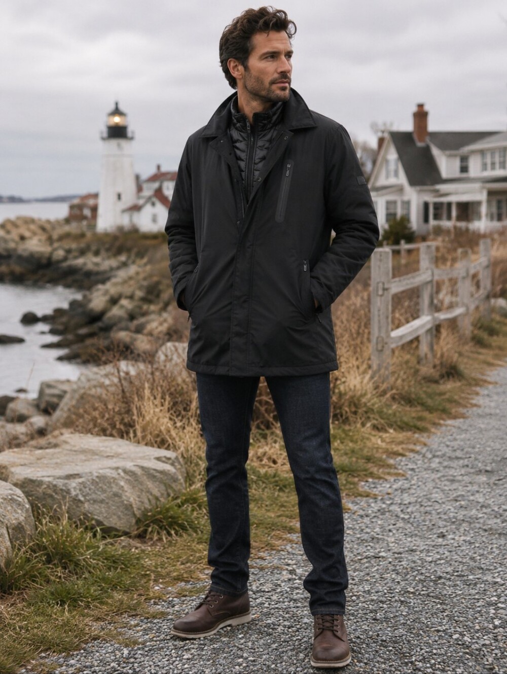 Tumi Tech Black Insulated Rain Jacket